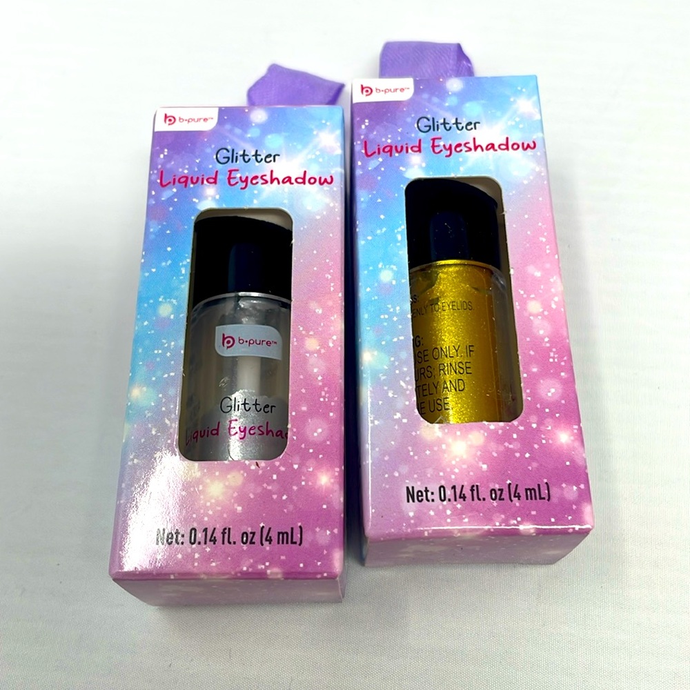 🍒 3 for 25 🍒 B-Pure Glitter Liquid Eyeshadow lot of 2 Silver and Gold
